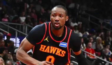 Jonathan Kuminga reacts during an Atlanta Hawks game.