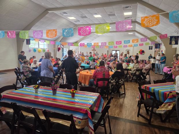 Family and friends gather at Mary, Star of the Sea Church in La Jolla to celebrate the 100th birthday of Bird Rock resident Barbara Dameron. (Provided by Elizabeth Eade)