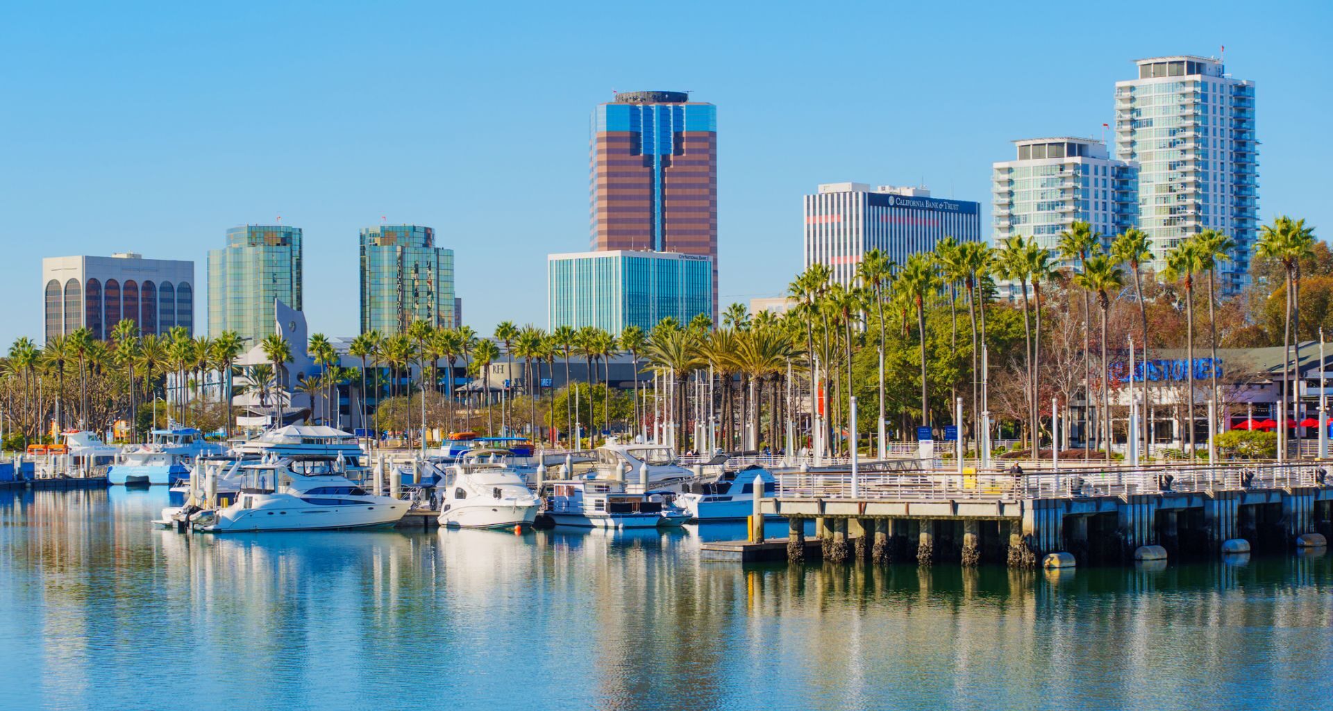 A skyline view of Long Beach, California.