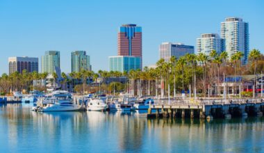 A skyline view of Long Beach, California.