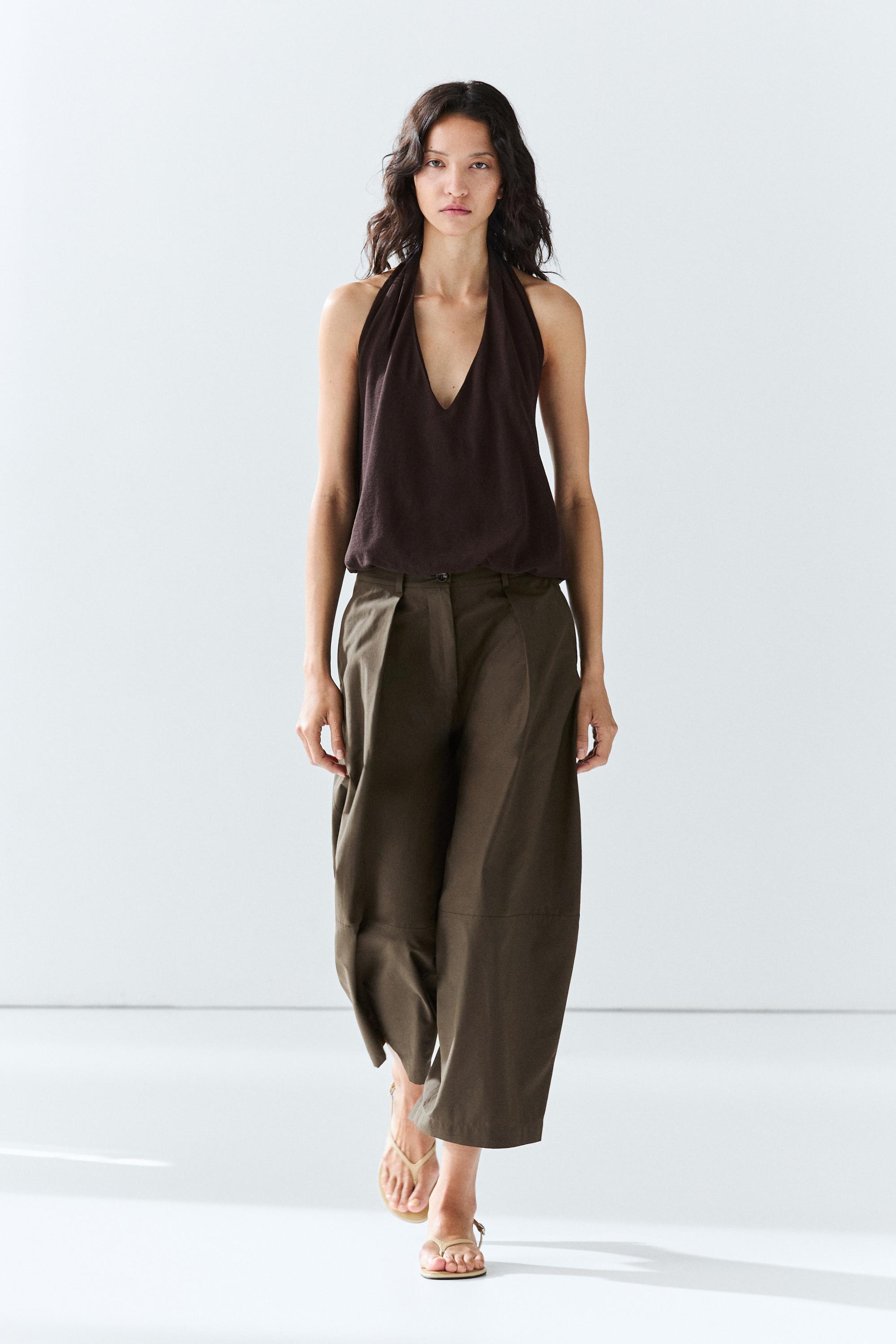 Khaki cotton trousers