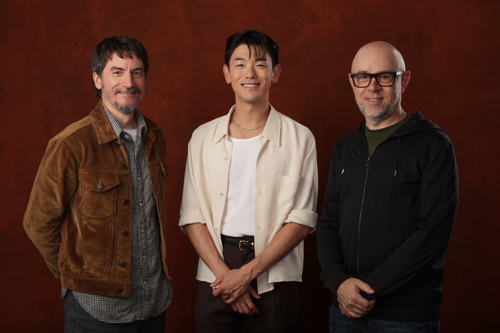 Michael DiMartino, Eric Nam and Bryan Konietzko at Comic-Con 2026