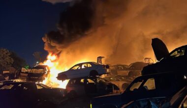Fire at Modesto auto wrecking yard destroys around 100 vehicles