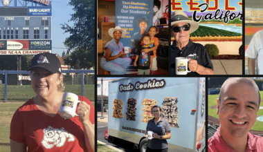 photo collage of people holding coffee mugs