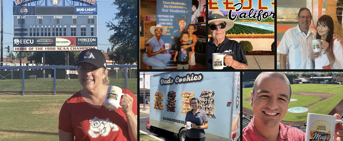 photo collage of people holding coffee mugs