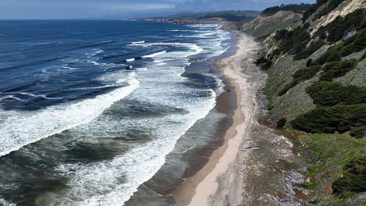 San Gregorio Ranch Beach stretches along the coast in San Gregorio, Calif.