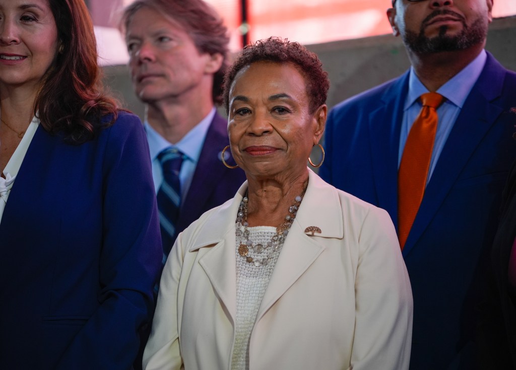 Oakland Mayor Barbara Lee attending a press conference.