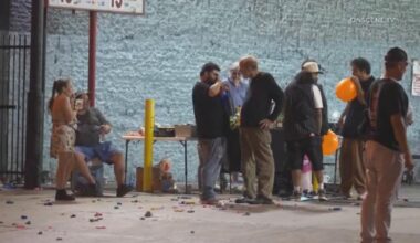 Rowdy crowd huffs gas and sets up makeshift minibar outside Orpheum Theatre