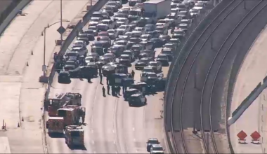 Pursuit crash prompts major backup on 105 Freeway in South LA – NBC Los Angeles