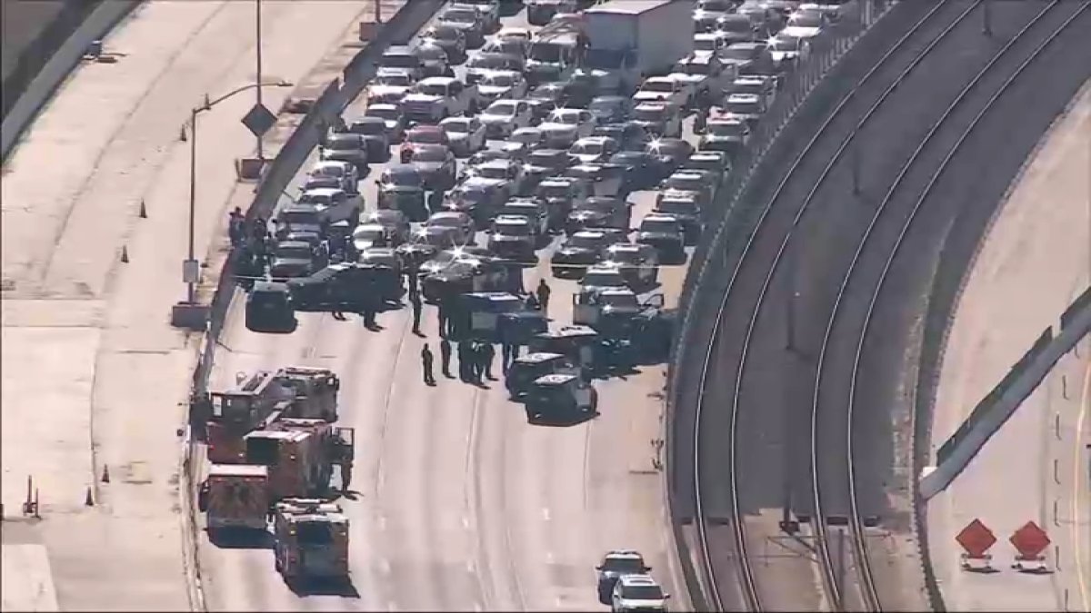 Pursuit crash prompts major backup on 105 Freeway in South LA – NBC Los Angeles