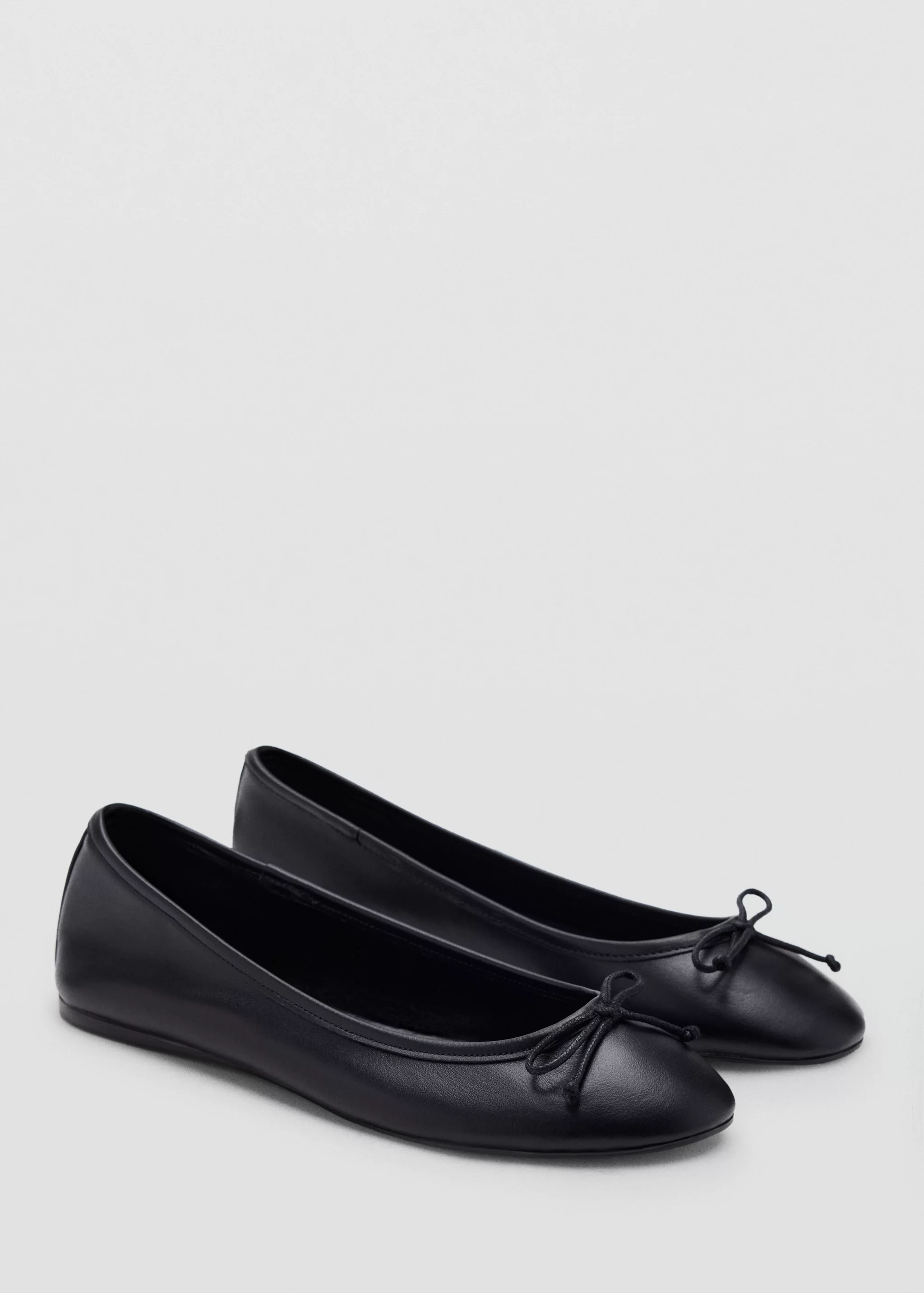 Leather Ballet Flats With Bow - Women | Mango United Kingdom
