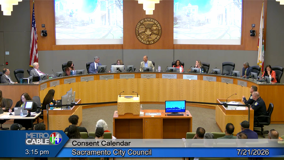 Sacramento City Council members debate funding for the Central California Intelligence Center during a July 21 meeting