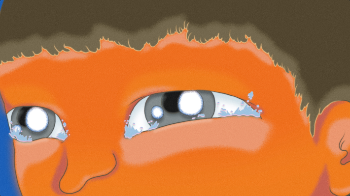 a drawn image of a character crying