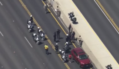 LAPD motorcycle officer involved in 405 Freeway crash near Wilshire Blvd.
