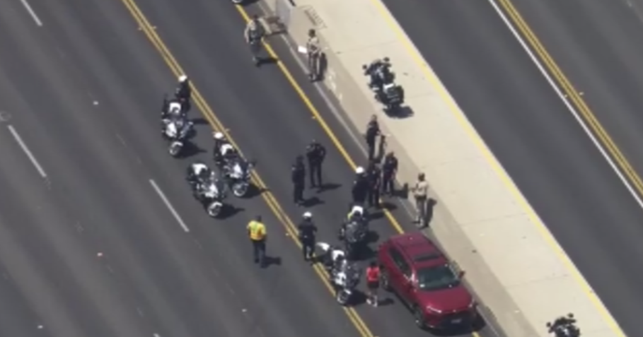 LAPD motorcycle officer involved in 405 Freeway crash near Wilshire Blvd.