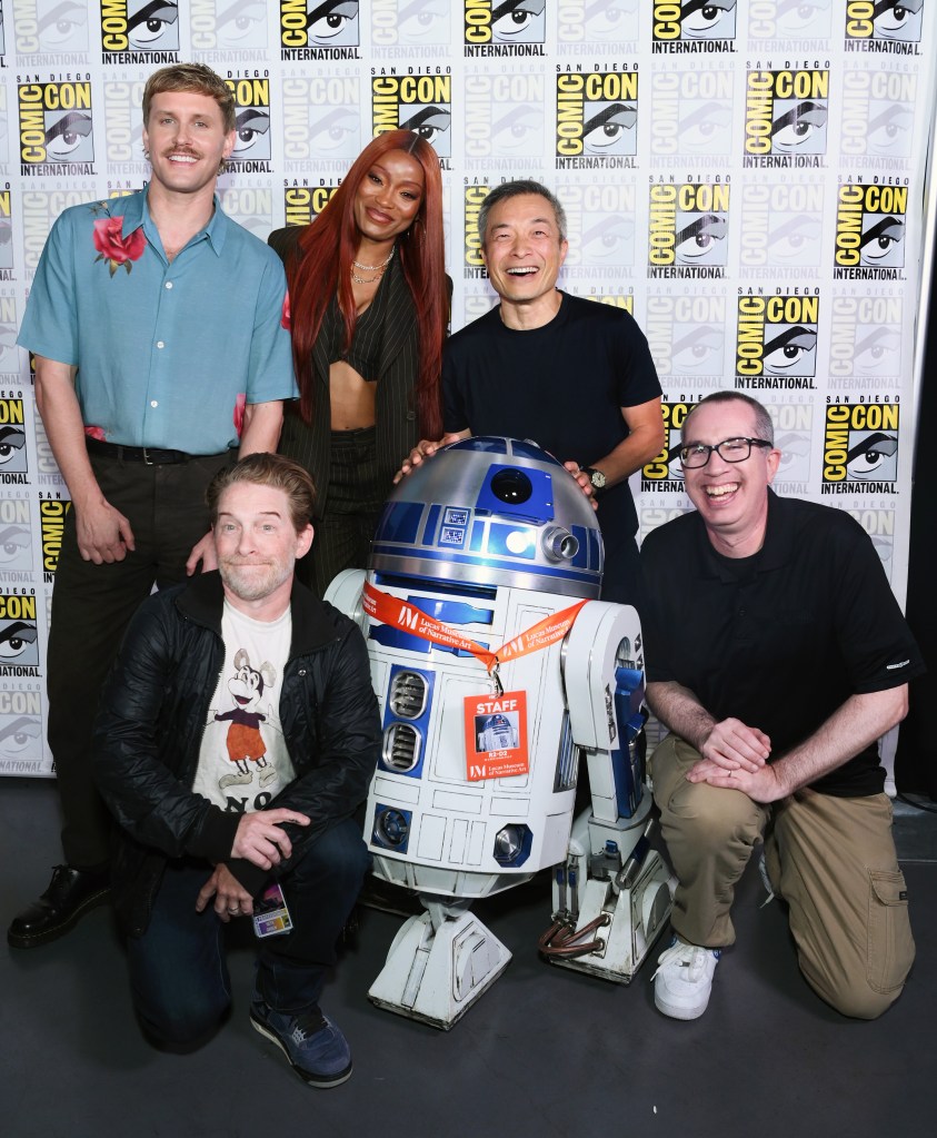 Ryan Linkof, Keke Palmer, Jim Lee, Seth Green, Matthew Senreich and R2-D2 at Comic-Con 2026