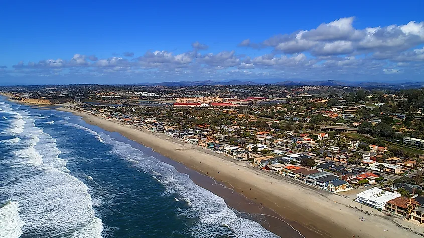 An aerial view of Del Mar in San Diego County, California.