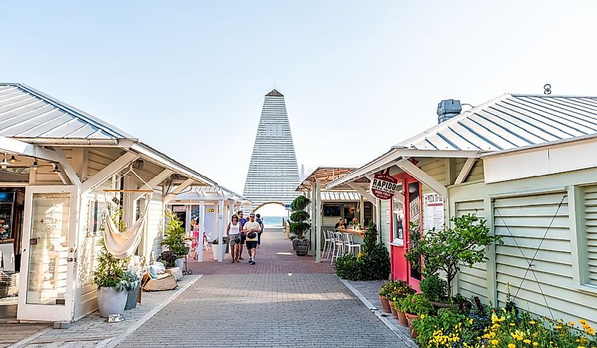 The town square shopping area in Seaside, Florida