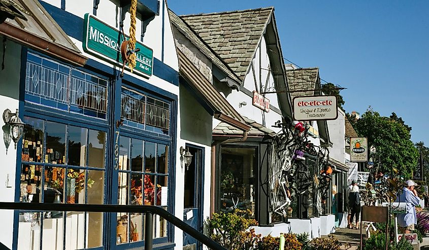 Tourist shops in downtown Cambria, California.