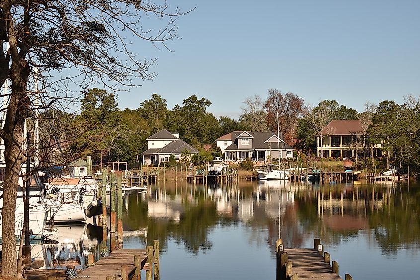 Boats at Bluewater Bay Marina in Niceville, Florida.