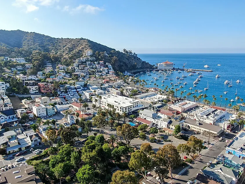 Avalon and its bay on Santa Catalina Island, California.