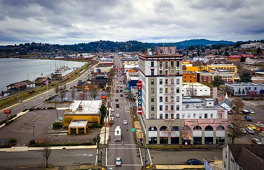 Waterfront and harbor at Coos Bay on the southern Oregon coast