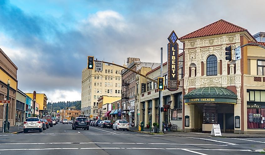 The historic Liberty Theatre in downtown Astoria, Oregon.