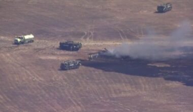 Military jet crashes and burns at California Marine Corps base