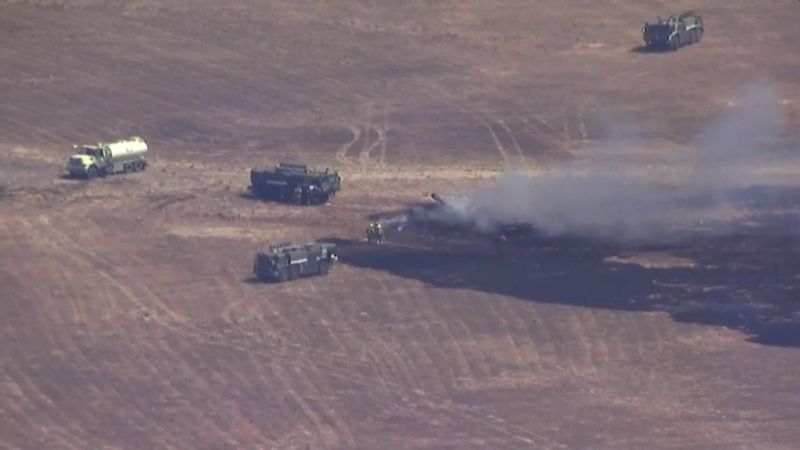 Military jet crashes and burns at California Marine Corps base