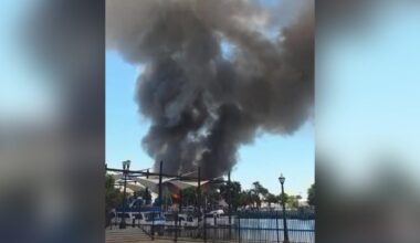 Fire burns old Stockton Iron Works building near waterfront