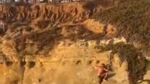 A person had to be rescued after attempting to climb the cliffs at Sunset Cliffs before ricocheting off the hard rock below and falling into the ocean on July 28, 2026. (Credit: hi_tide_619)