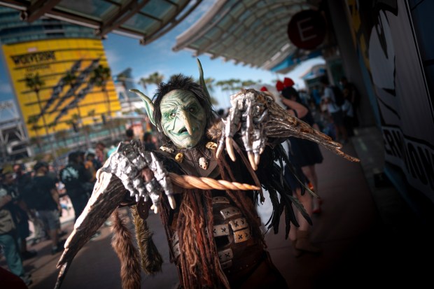 David Blackwelder, from Los Angeles, California, is dressed as Blix from the dark fantasy film Legend at Comic-Con 2026. This year's annual Comic-Con event takes place at the San Diego Convention Center in San Diego, CA, from July 22 to July 26, 2026.  (Nelvin C. Cepeda / The San Diego Union-Tribune)