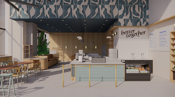 An artist's rendering of the Moniker General location that will open later this year on the ground floor of the WEST office building on Union Street in downtown San Diego. (Moniker Design Studio)