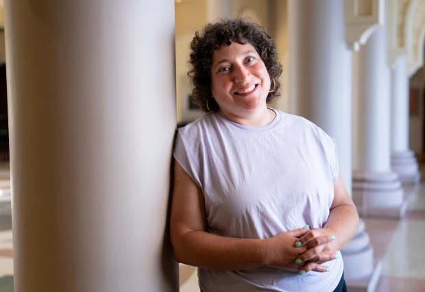 At the University of San Diego campus, Professor Nicole Danos, 49, has been a faculty member since 2016. She arrived in the U.S. In 1998 she went to attend college, and after graduating from UC Berkeley and Harvard, she went on to become a U.S. citizen in 2025. (Nelvin C. Cepeda / The San Diego Union-Tribune)