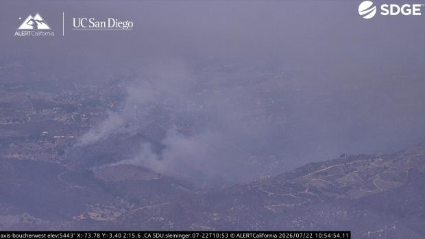 A brush fire that erupted in Rainbow prompted evacuations in rural North County on Wednesday. (Alert California)
