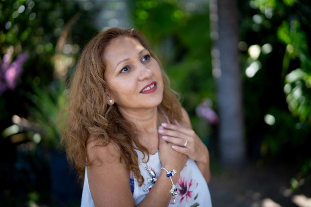 Vista, CA - June 02: At her home in North County, Vista, Emma Sanchez reflects on what it means to be an American. Sanchez, whom I married to a U.S. citizen and who served in the U.S. Marines. The couple has three sons, two of whom served in the Marines, with one of the two still on active duty. Sanchez recently became a U.S. citizen in 2024.  (Nelvin C. Cepeda / The San Diego Union-Tribune)