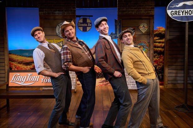 Jacob Caltrider, left, Andrew Hey, Morgan Hollingsworth and Eli Wood in North Coast Repertory Theatre's "The Most Happy Fella." (Aaron Rumley)