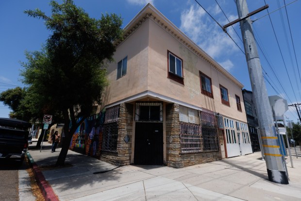 The headquarters of Tierras Indígenas Community Land Trust on National Avenue in Barrio Logan on Friday, July 10, 2026. (Kristian Carreon / The San Diego Union-Tribune)
