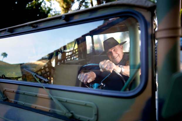 At his home in Fallbrook, CA, on Wednesday, June 10, 2026, Robert Turley, 85, Lt. Col. USMC (Ret.), is seated inside his fully restored military jeep, an M152A2 MUTT (Military Utility Tactical Truck). Turley served in the U.S. Marines for 25 years. (Nelvin C. Cepeda / The San Diego Union-Tribune)