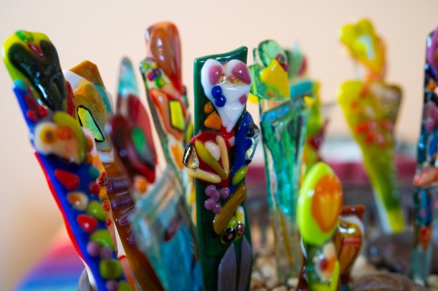 Richetts of Del Dios in San Diego County is a lesbian working artist and has a current exhibit at the Rancho San Diego Library on view through July 30. Several art pieces of her works are spread out throughout her home. (Nelvin C. Cepeda / The San Diego Union-Tribune)