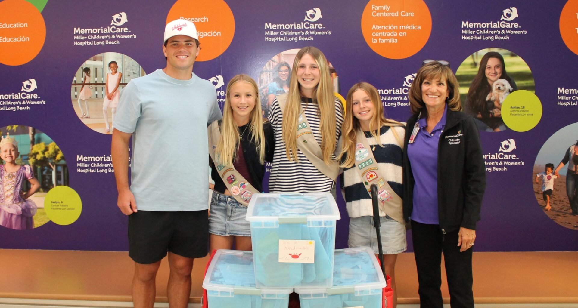 Local Girl Scouts and Cameron Dicker deliver comfort to hospitalized children at Miller Children’s & Women’s Hospital • Brand stories