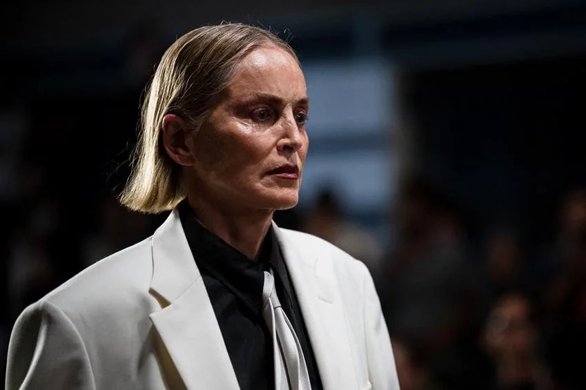 Sharon Stone walks the runway of the Vetements Menswear Spring/Summer 2026-2027 show as part of Paris Fashion Week. Source: Getty