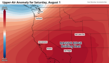 Heat dome to bake Sacramento CA and Central Valley