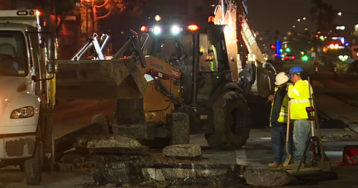 Water main break leads to road closure in San Diego's El Cerrito neighborhood