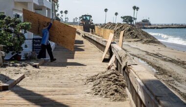 Long Beach prepares for high tides, larger waves stirred by Hurricane Genevieve