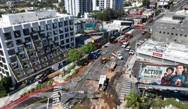 Stretch of Sunset Boulevard closed indefinitely as crews repair ruptured water main