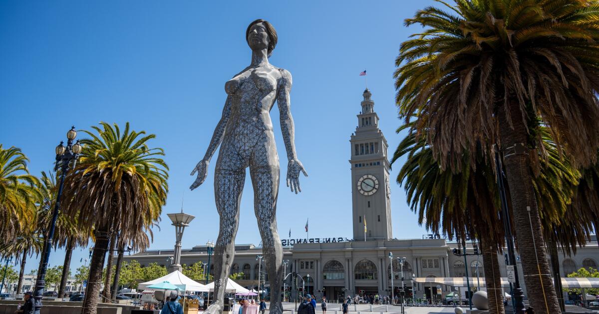 A sculpture of a giant naked woman goes on sale in San Francisco. Bring a crane