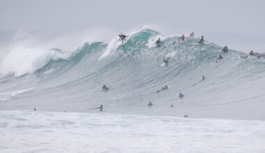 Huge waves from Hurricane Genevieve bring hazardous beach conditions