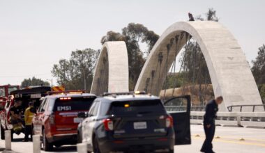 Man arrested after climbing to top of L.A.'s 6th Street Bridge, drawing police and stopping traffic