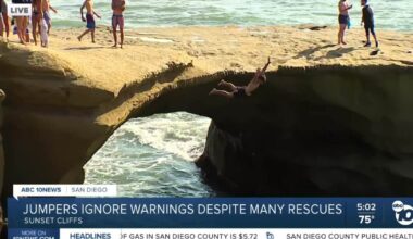 Cliff jumpers ignore warnings despite multiple rescues at Sunset Cliffs